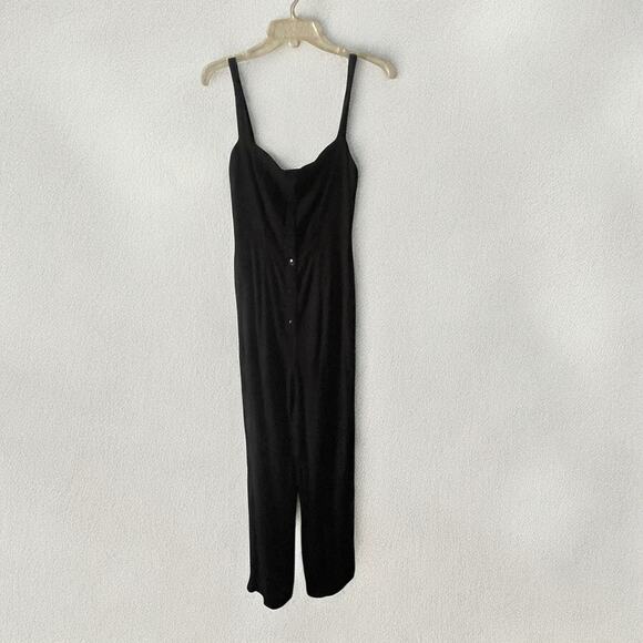 Reformation Della Black Crepe Button Down Crop Wide Leg Jumpsuit Size 4 - Picture 5 of 9
